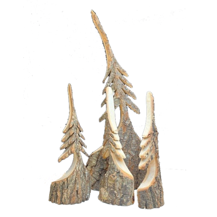225WODHCTREEXS (Each) - Hand Carved Tree - XS <10"